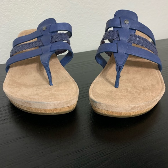 UGGS | 3 Strap Blue Thong Wedge Sandal - Picture 4 of 7